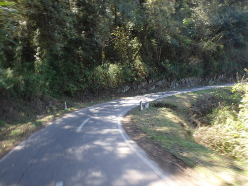 The last white dash is ahead, the road becomes only 4 meters wide.